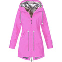 Solid Colour Waterproof and Windproof Hooded Raincoat for Women