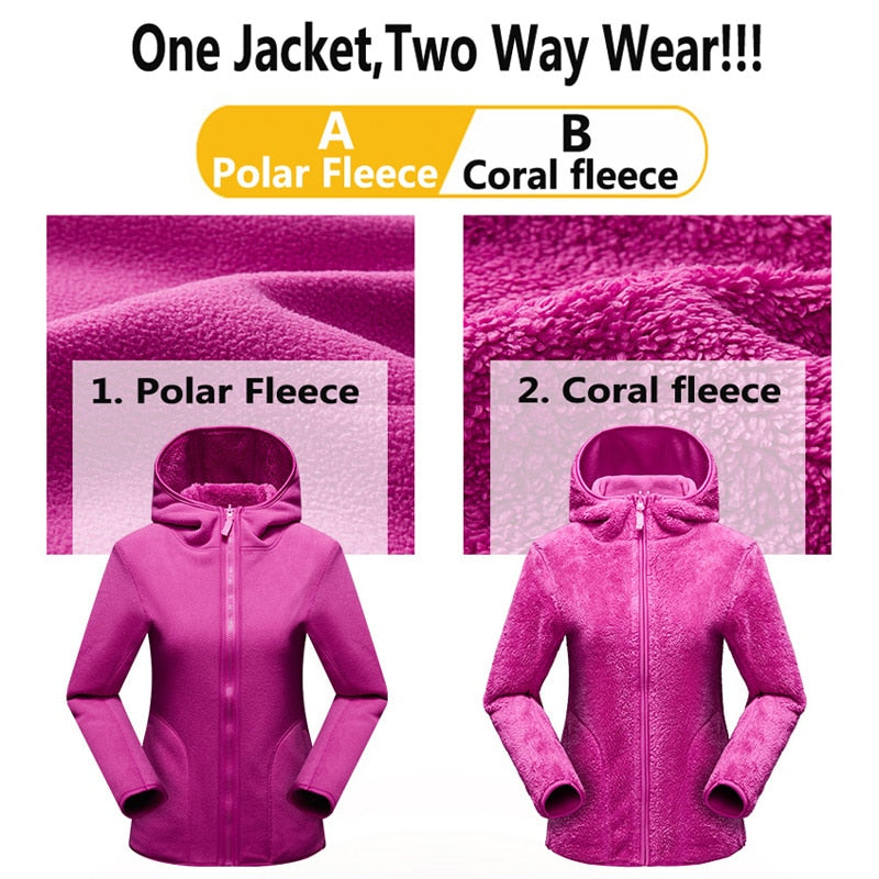 Unisex Reversible Hoodie Women Pullover Sweatshirts Winter Warm Polar/Coral Fleece Hooded Jacket Ladies Flannel Coat Hoody