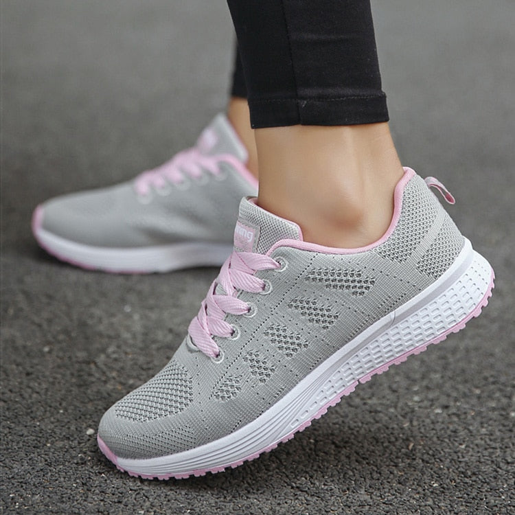 Buy gray Sports Shoes Women Breathable Sneakers Women White Shoes For Basket Femme Ultralight Woman Vulcanize Shoes Couple Casual Sneaker