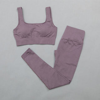 Compra bra-pants-d-purple 2 Pc Seamless Yoga and Sports Set  Long Sleeve Crop Top &amp; High Waist Leggings