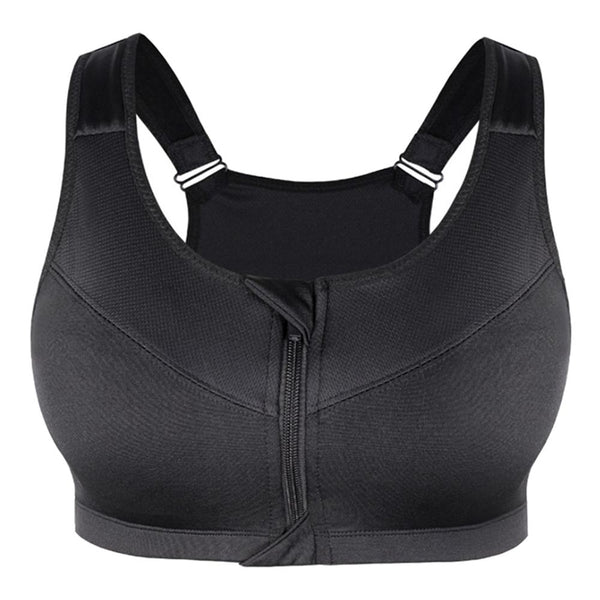 Wire free Padded Push Up Zipper Breathable Sports Bras 