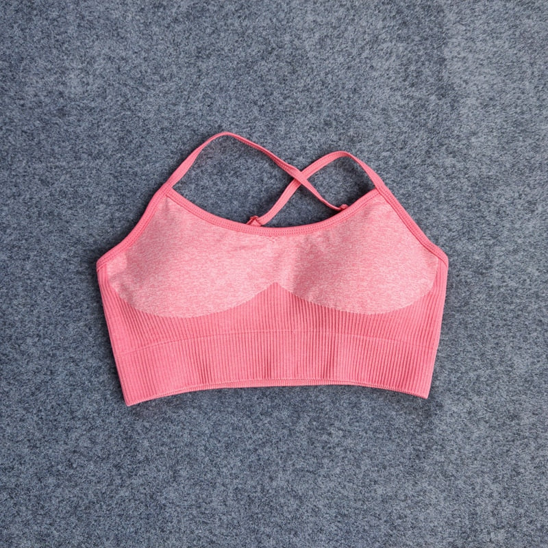 Buy pink-bra 2pc Bra and High Waist Seamless Leggings Sport Yoga Set