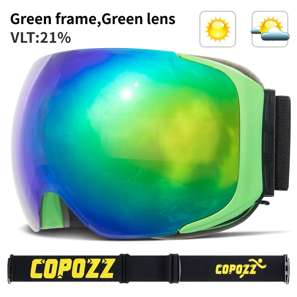 COPOZZ Magnetic Ski Goggles with Quick-Change Lens and Case Set