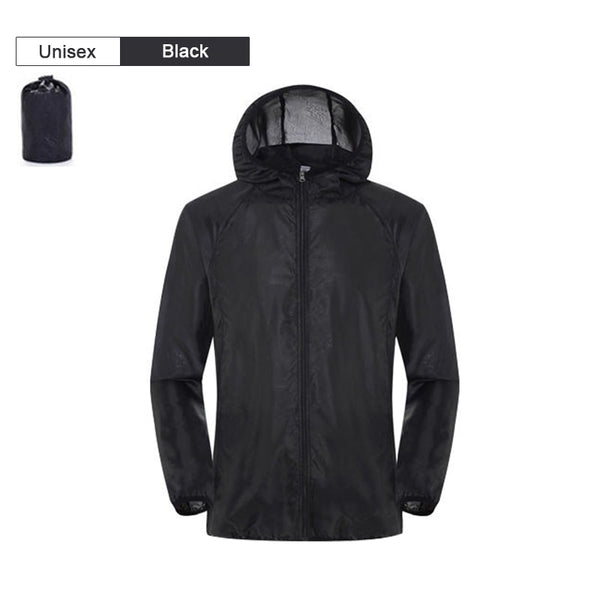Hiking Jacket Waterproof Quick Dry Camping Sun-Protective Anti UV Windbreaker black