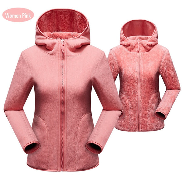 Unisex Reversible Hoodie Women Pullover Sweatshirts Winter Warm Polar/Coral Fleece Hooded Jacket Ladies Flannel Coat Hoody