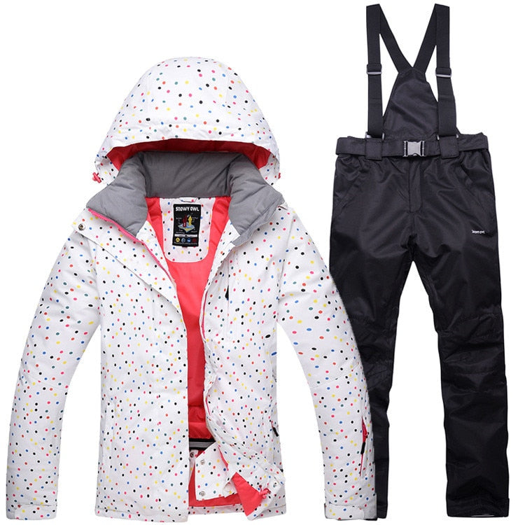 Thermal Ski Jacket & Pants Set Windproof Waterproof Snowboarding Jacket or set for women white and black