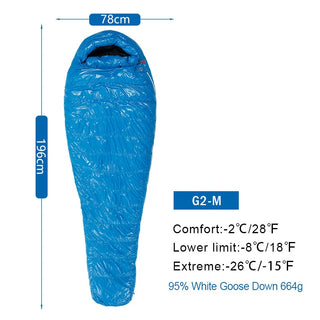 Compra g2-m-664g-blue AEGISMAX 95% White Goose Down Mummy Shape Camping Sleeping Bag