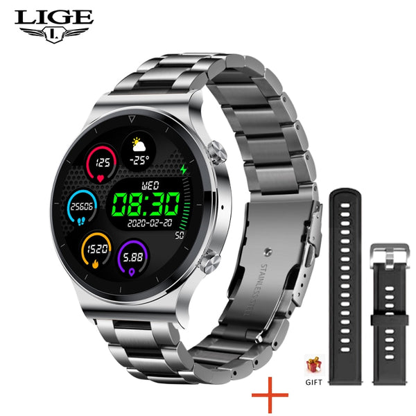 LIGE New Smartwatch Men Heart rate Blood pressure Full touch screen 