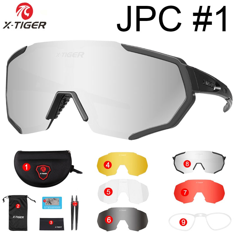 Buy 5-lens X-TIGER Cycling Glasses Polarized Outdoor Sports Men Sunglasses with accessories