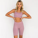 Seamless Yoga 2pc Ribbed Set of Shorts and Sports Bra of Various Colours