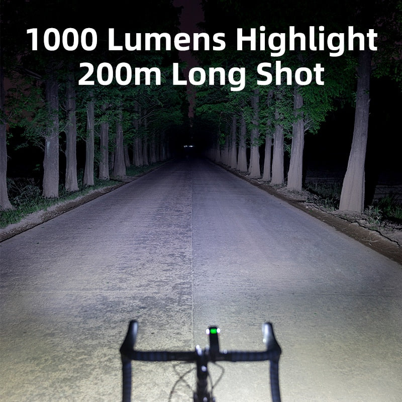 ROCKBROS Bicycle Light 1000Lumen 4800mAh Bike Headlight Power Bank