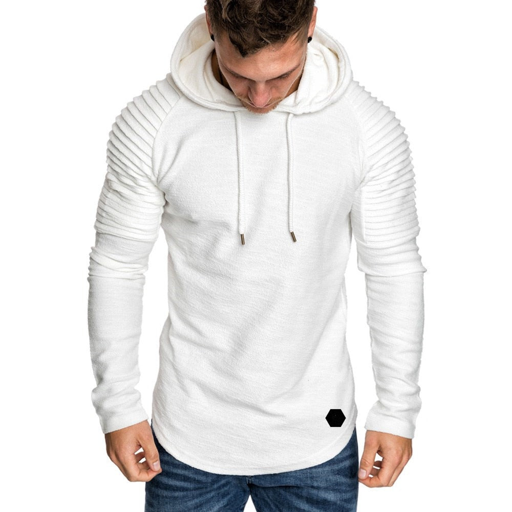 Acheter white Long Sleeve Slim fit Hooded Sweatshirt for Men