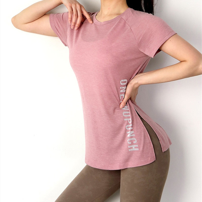 Ladies Loose Yoga & Fitness Short Sleeve T-shirt