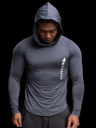 Tight Fit Hooded Long Sleeve Gym Training Sweatshirts 