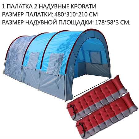 Large Camping tent Canvas Fiberglass 5-8 People Family Tunnel tent  