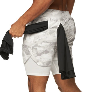 Compra white-graffiti-camo Camo Running Shorts 2 In 1 Double-deck Gym shorts for Men Quick Dry