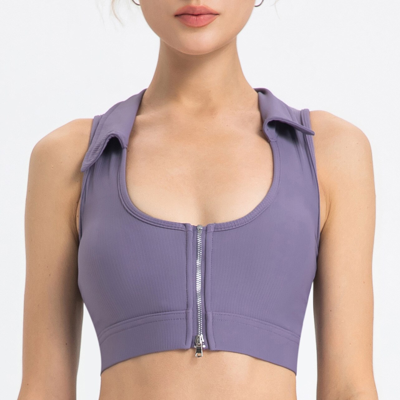 Sleeveless Cut-out yoga tops with Zipper , shorts or leggings
