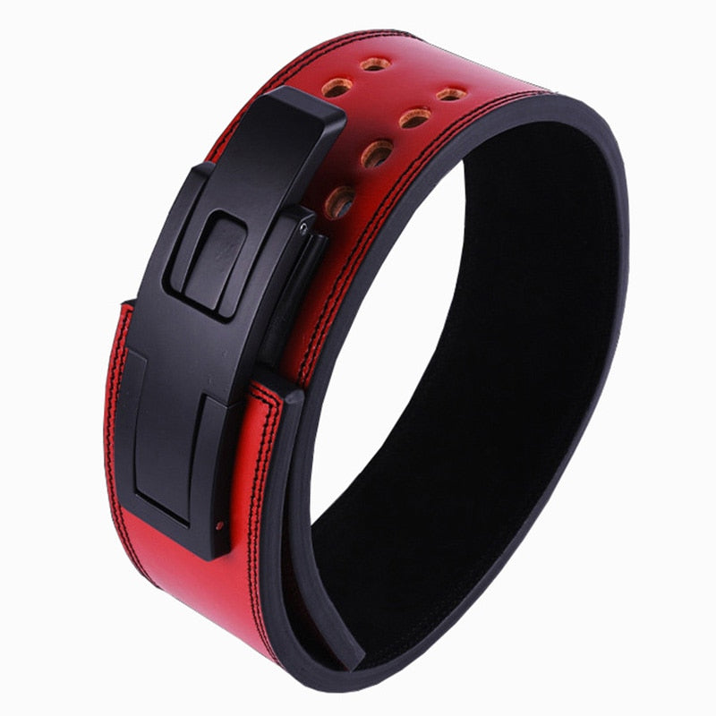 wide leather weightlifting belt zinc alloy buckle joint