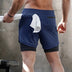 Camo Running Shorts 2 In 1 Double-deck shorts for Men Quick Dry blue back 