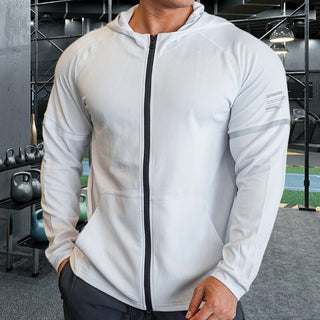 Buy white Hooded Fitness Jacket with Zipper and Pockets for Men and Women