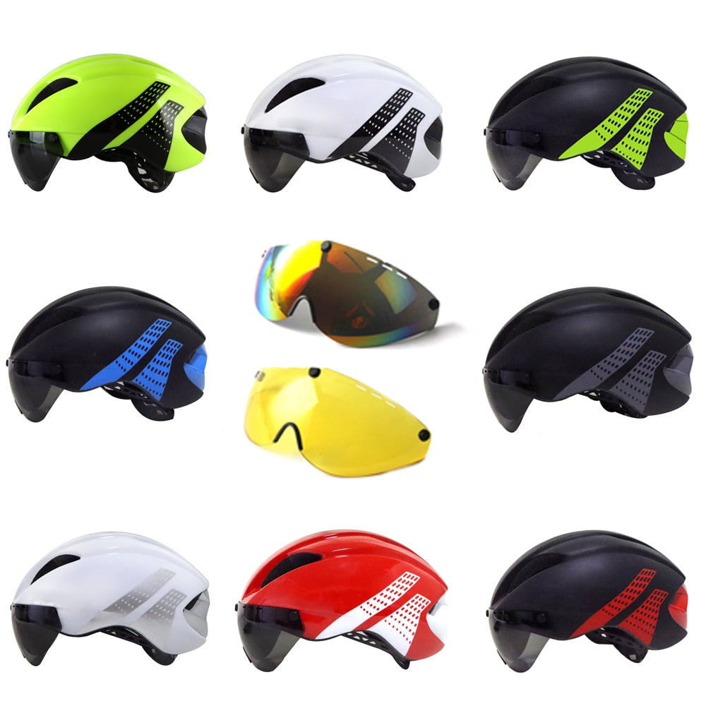 Aero Helmet TT Time Trial Bicycle Helmet For Women & Men with Goggles