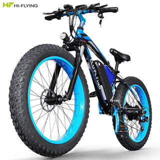 Buy black-blue 1000w 26inch fat tire 48V 13AH e- bike with 7 levels PAS system and LED meter