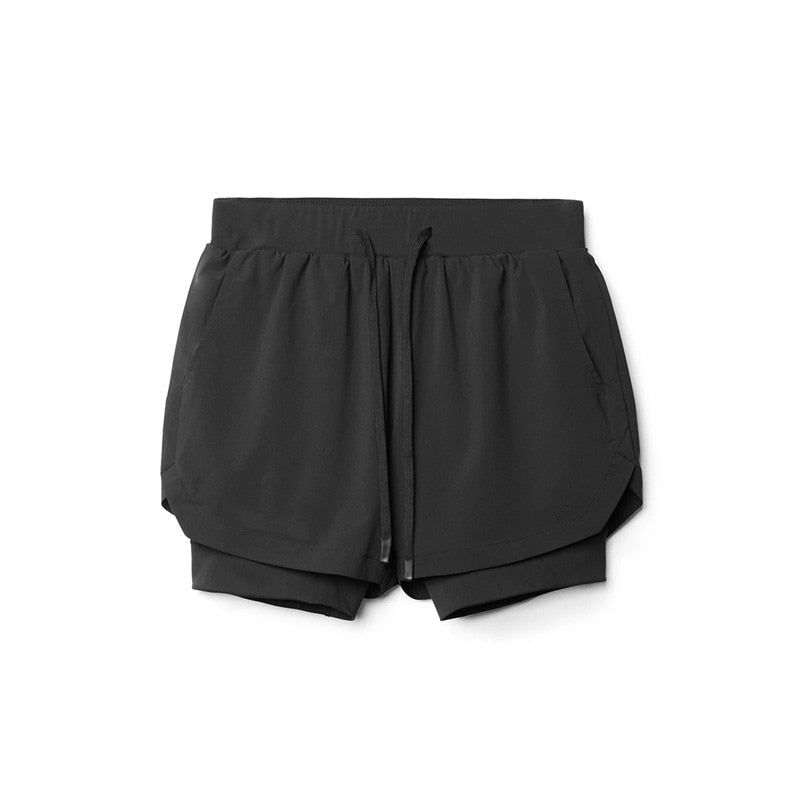 Comprar black Breathable Double layer sport shorts for Men