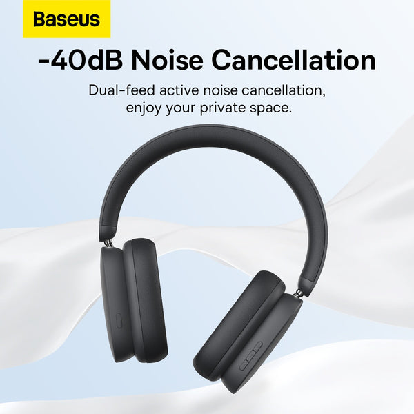 Baseus H1 Hybrid 40dB ANC Wireless Headphones with 4-mics and 70H battery Time