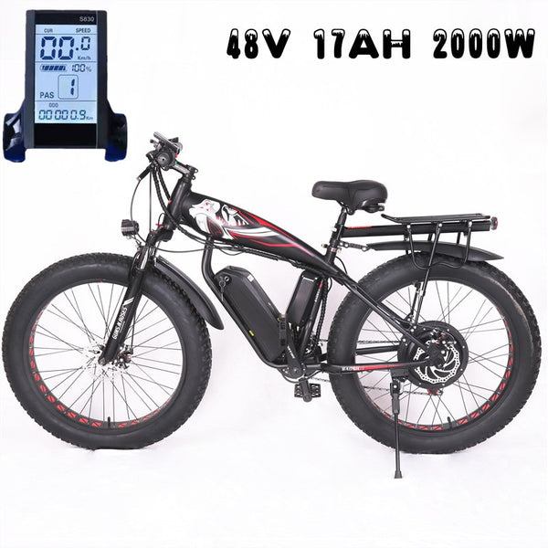 2000W 48V electric bicycle 26 inch 4.0 thick tire 17ah Lithium battery