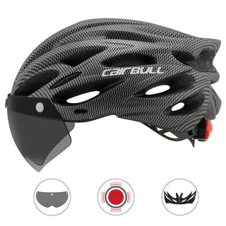 Ultralight Cycling Safety Helmet Taillight Helmet with Removable Lens