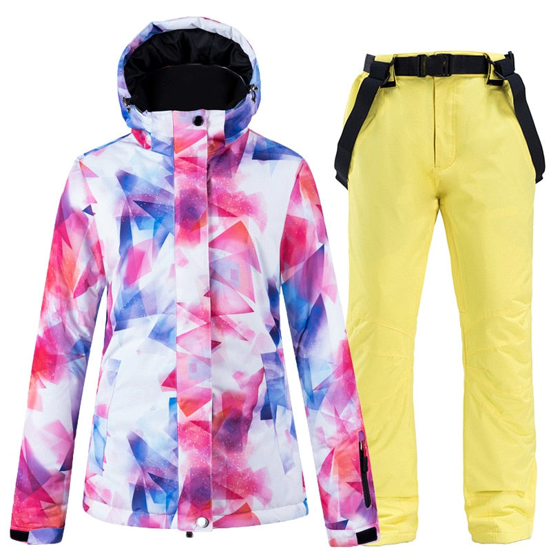 Warm Colorful Waterproof & Windproof Ski Suit for Women  Skiing and Snowboarding Jacket or Pants Set yellow
