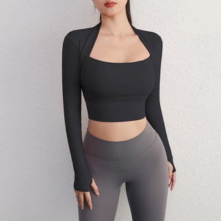 Compra black Gym &amp; Yoga  Long Sleeve Crop Top with Pad