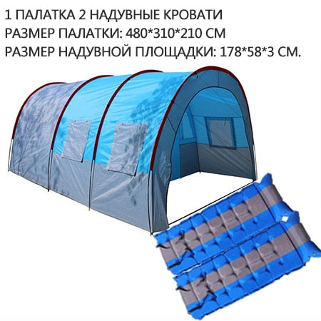 Large Camping tent Canvas Fiberglass 5-8 People Family Tunnel tent  