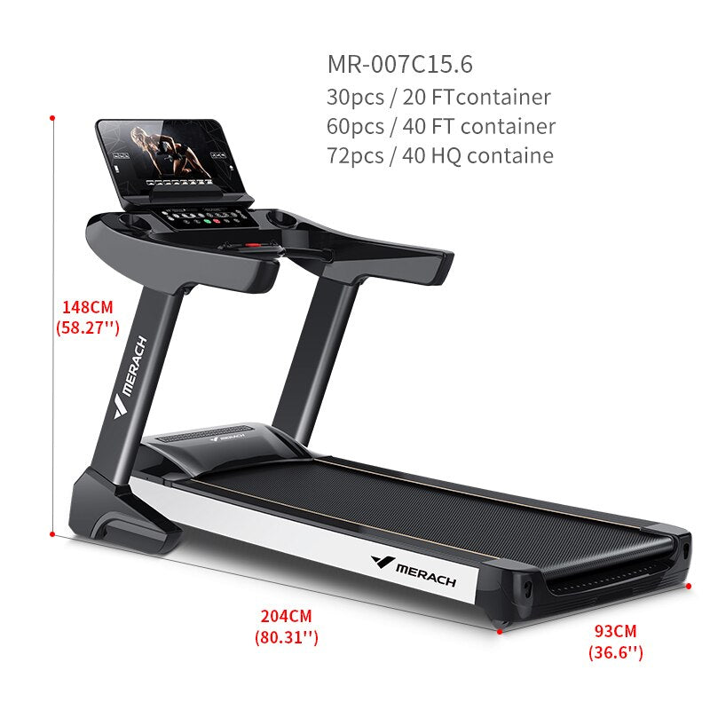 Professional grade home Hydraulic assist foldable treadmill with 15 stages gradient settings and touchscreen