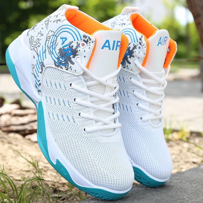 Compra white-blue Cushioning Comfortable Basketball Sneakers