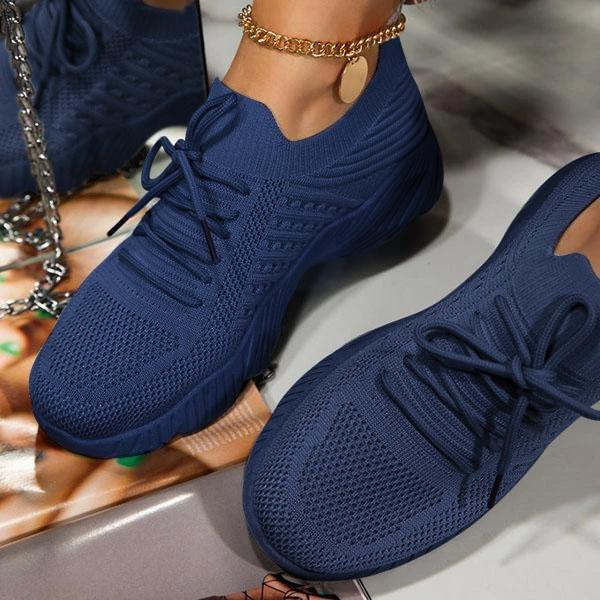 Acheter blue Fashion Breathable Lace Up Vulcanized Platform sports shoes for Women