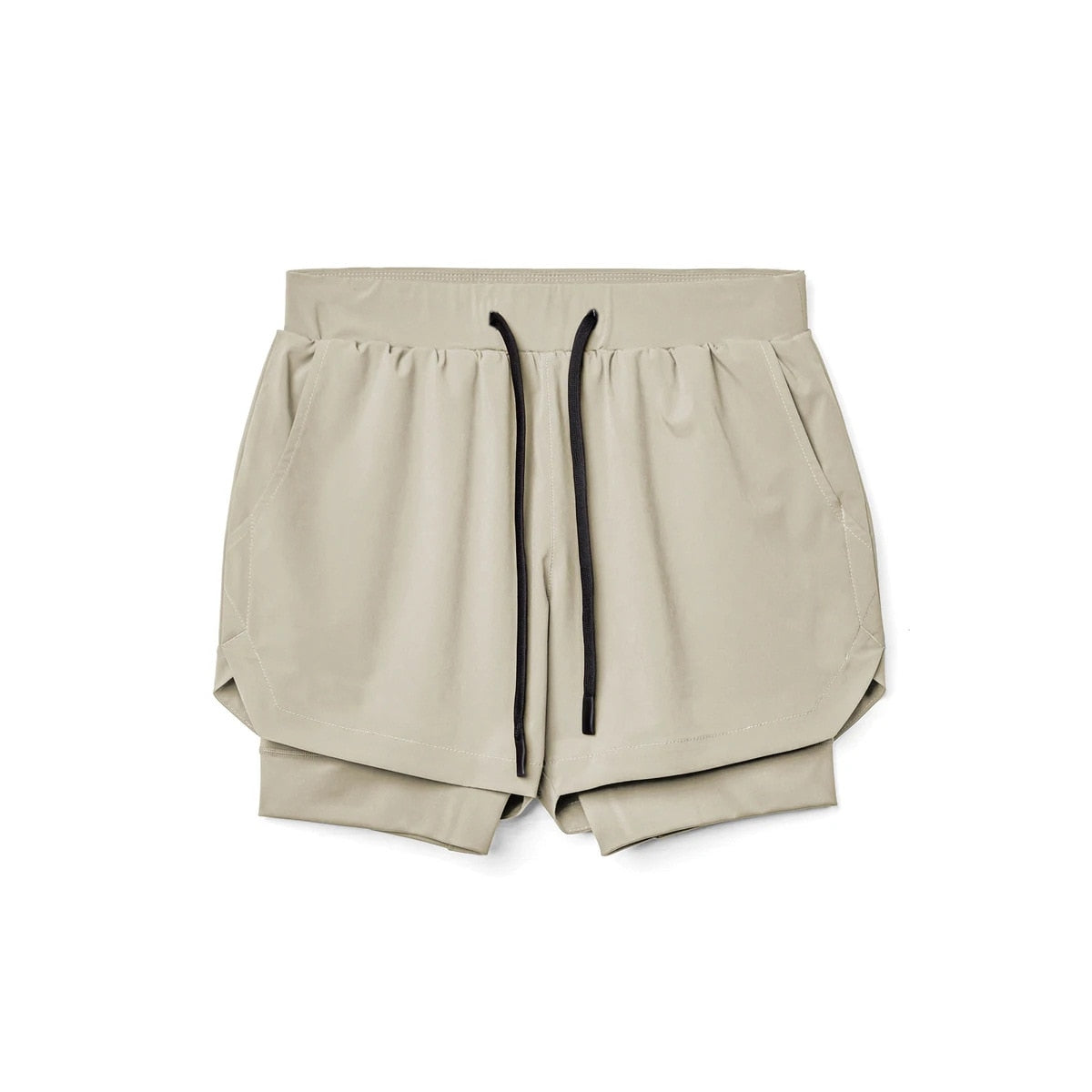 Buy khaki Breathable Double layer sport shorts for Men