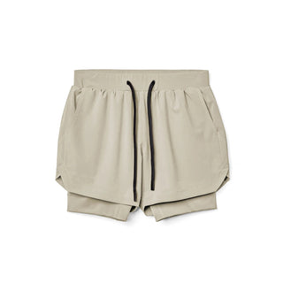 Compra khaki Breathable Double layer sport shorts for Men