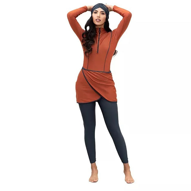 3Pcs Modest Swimsuit for Women Swimming Suit Islamic Long Sleeve Cover Ups Burkini 