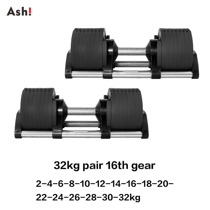 Compra 32kg-pair-16th-gear Adjustable Dumbbell Pair 2kg(5lb) or 4kg(9lb) Increase Max 40kg(90lb)