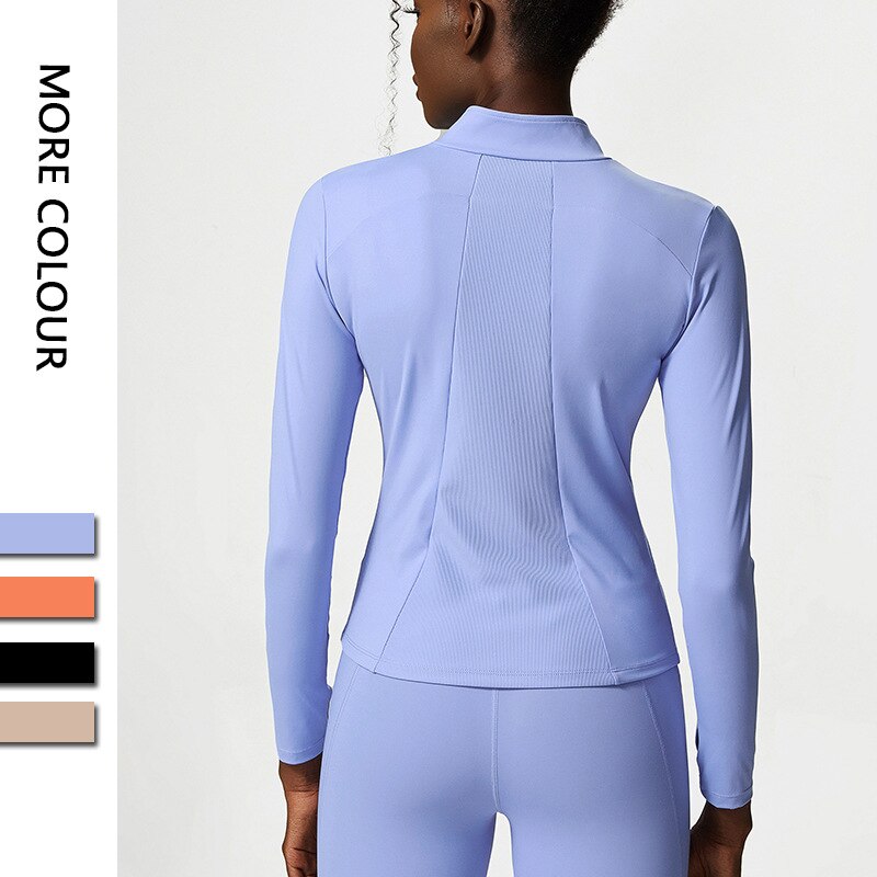 Long-Sleeved Yoga and Sports Jacket for Women with Zipper