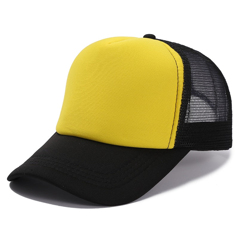 Acheter black-yellow Plain and Mesh  Adjustable Snapback Baseball Cap