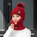 Wool Knitted Hat & Thick Siamese Scarf Combo Wool hat