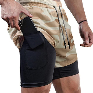 Compra camo3-no-hole 2 Layers Fitness &amp; Gym Training Sports Shorts for Men