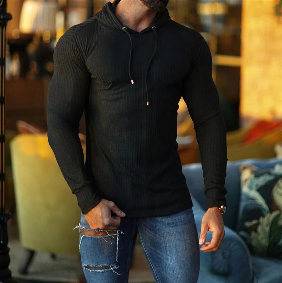 knitted long sleeve pullover hoodie for Men-7