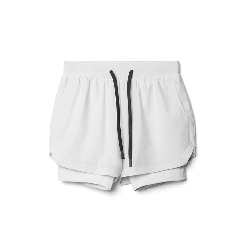 Acheter white Breathable Double layer sport shorts for Men