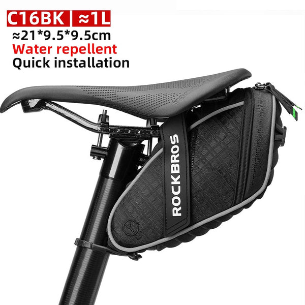 ROCKBROS Bicycle Saddle Bag 3D Shell Rainproof Reflective Rear Tail