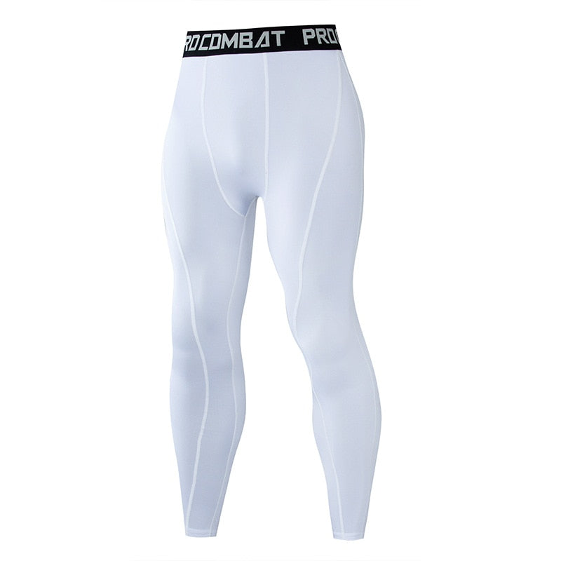 Acheter white Men Compression Tight Leggings for Running Sports and yoga. Quick Dry, sweat absorbent.