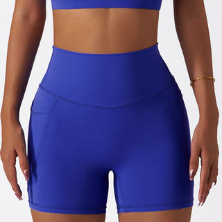 Buy blue Comfortable Skin Friendly High Waist Yoga Shorts