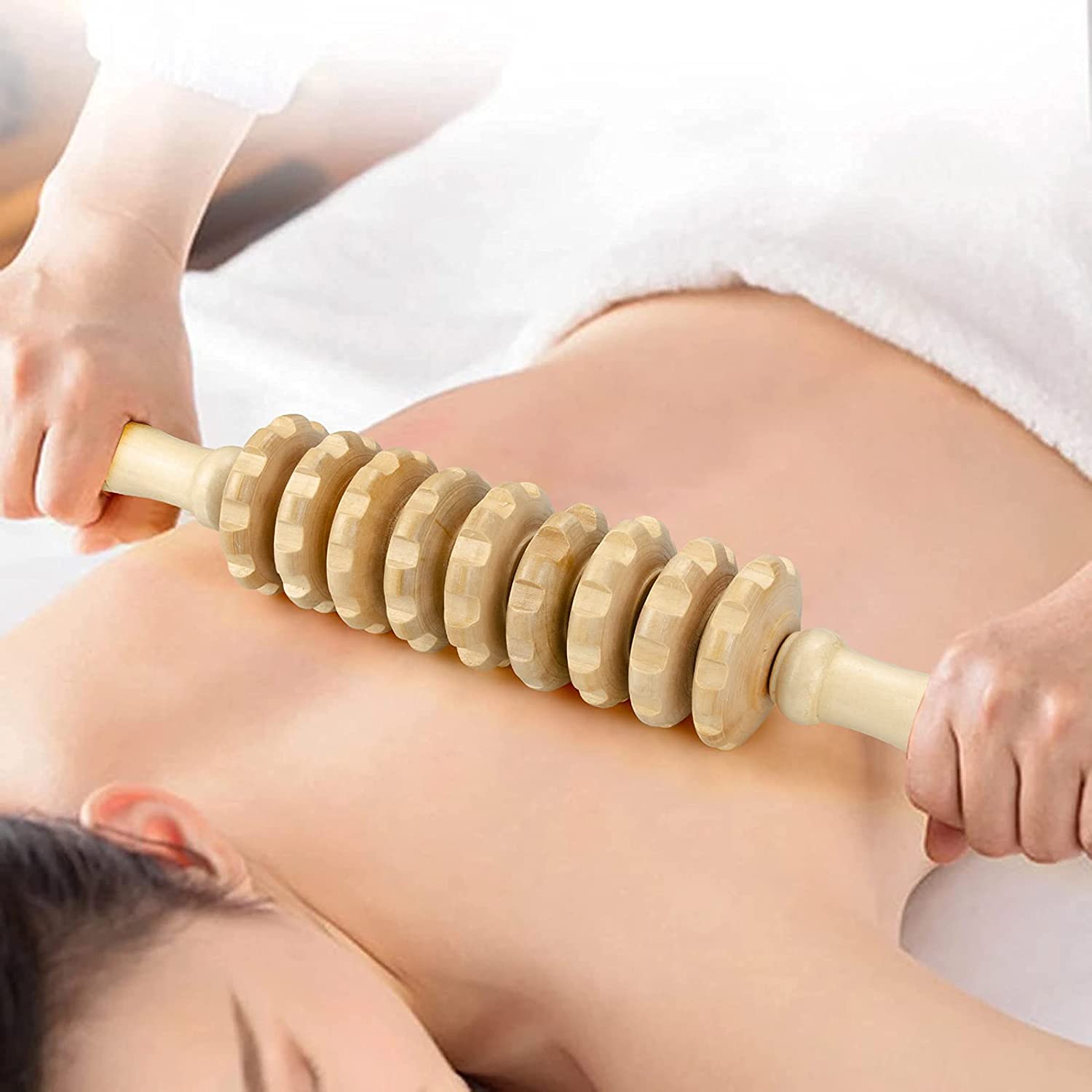 BYEPAIN Wooden Exercise Roller Trigger Point Muscle Massager